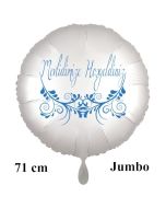 Großer Rundluftballon in Satin Weiß, 71 cm "Mevlidimize Hosgeldiniz"