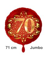 Großer Zahl 70 Luftballon aus Folie zum 70. Geburtstag, 71 cm, Rot/Gold, heliumgefüllt