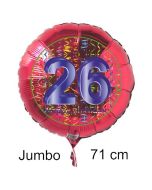 Großer Zahl 26 Luftballon aus Folie zum 26. Geburtstag, 71 cm, Rot/Blau, heliumgefüllt