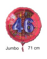 Großer Zahl 46 Luftballon aus Folie zum 46. Geburtstag, 71 cm, Rot/Blau, heliumgefüllt