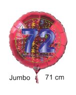 Großer Zahl 72 Luftballon aus Folie zum 72. Geburtstag, 71 cm, Rot/Blau, heliumgefüllt