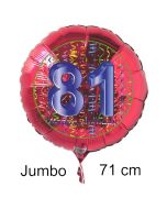 Großer Zahl 81 Luftballon aus Folie zum 81. Geburtstag, 71 cm, Rot/Blau, heliumgefüllt