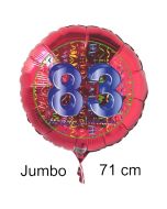 Großer Zahl 83 Luftballon aus Folie zum 83. Geburtstag, 71 cm, Rot/Blau, heliumgefüllt