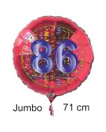 Großer Zahl 86 Luftballon aus Folie zum 86. Geburtstag, 71 cm, Rot/Blau, heliumgefüllt