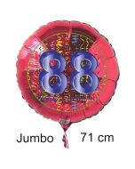 Großer Zahl 88 Luftballon aus Folie zum 88. Geburtstag, 71 cm, Rot/Blau, heliumgefüllt