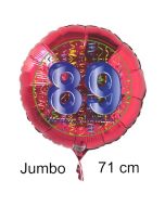 Großer Zahl 89 Luftballon aus Folie zum 89. Geburtstag, 71 cm, Rot/Blau, heliumgefüllt