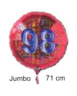 Großer Zahl 98 Luftballon aus Folie zum 98. Geburtstag, 71 cm, Rot/Blau, heliumgefüllt