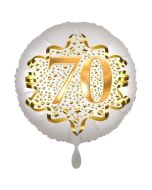 Satin Weiß/Gold Zahl 70 Luftballon aus Folie zum 20. Geburtstag, 45 cm, Satin Luxe, heliumgefüllt