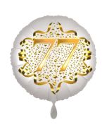 Satin Weiß/Gold Zahl 77 Luftballon aus Folie zum 20. Geburtstag, 45 cm, Satin Luxe, heliumgefüllt