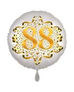 Satin Weiß/Gold Zahl 88 Luftballon aus Folie zum 20. Geburtstag, 45 cm, Satin Luxe, heliumgefüllt