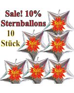 Sale! 10 % 10 Stück silberne Sternballons zur Befüllung mit Luft, zu Werbeaktionen, Rabattaktionen, Schaufensterdekoration