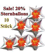 Sale! 20 % 10 Stück silberne Sternballons zur Befüllung mit Luft, zu Werbeaktionen, Rabattaktionen, Schaufensterdekoration
