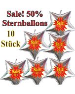 Sale! 50 % 10 Stück silberne Sternballons zur Befüllung mit Luft, zu Werbeaktionen, Rabattaktionen, Schaufensterdekoration