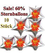 Sale! 60 % 10 Stück silberne Sternballons zur Befüllung mit Luft, zu Werbeaktionen, Rabattaktionen, Schaufensterdekoration