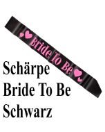 Schärpe in Schwarz, Bride to be, Verkleidung zu Hen Night, Hen Party und Junggesellinnenabschied