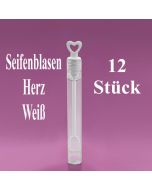 Seifenblasen Hochzeit, Wedding Bubbles Herz weiß, 12 Stück