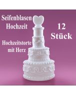 Seifenblasen Hochzeit, Wedding Bubbles Hochzeitstorte mit Herz weiß, 12 Stück