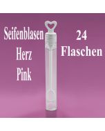 Seifenblasen Hochzeit, Wedding Bubbles Herz pink, 24 Stück