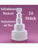 Seifenblasen Hochzeit, Wedding Bubbles Hochzeitstorte mit Herz weiß, 24 Stück