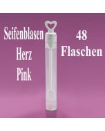 Seifenblasen Hochzeit, Wedding Bubbles Herz pink, 48 Stück