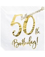 Servietten 50th Birthday Gold, zum 50. Geburtstag