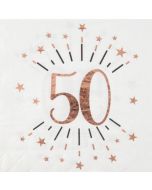 Servietten Rosegold  Sparkling 50 zum 50. Geburtstag, 10 Stück