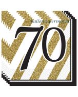 Servietten Black and Gold 70, zum 70. Geburtstag