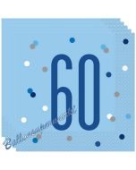 Servietten Blue & Silver Glitz 60 zum 60. Geburtstag