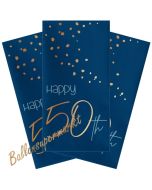 Servietten Elegant True Blue 50 zum 50. Geburtstag, 10 Stück
