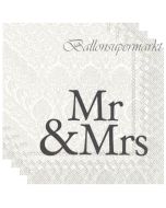 Servietten zur Hochzeit, Mr & Mrs, schwarz