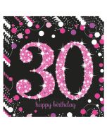 Servietten Pink Celebration 30, zum 30. Geburtstag