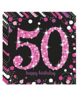 Servietten Pink Celebration 50, zum 50. Geburtstag