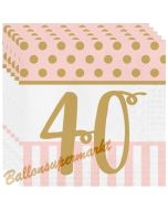 Servietten Pink Chic 40, zum 40. Geburtstag