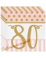 Servietten Pink Chic 80, zum 80. Geburtstag