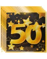 Servietten Zahl 50 Schwarz-Gold, zum 50. Geburtstag