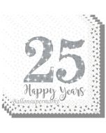 25 Happy Years, Servietten zur Silbernen Hochzeit