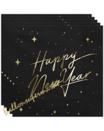 Silvesterdeko Partyservietten Happy New Year Golden Sparkle Black