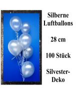 Silberne Luftballons zur Dekoration Silvester und Neujahr, 100 Stück