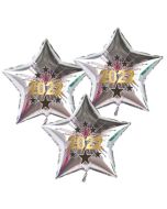 Silvester Bouquet bestehend aus 3 Sternballons in Silber mit Helium, 2022 Feuerwerk
