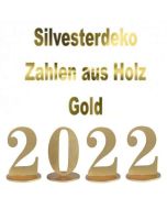 Dekoration Silvester, Tischdeko, Zahlen aus Holz, 2022, Gold