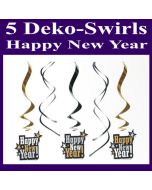 Silvester Dekoration, Swirls, Wirbler, Deko-Hänger, Happy New Year