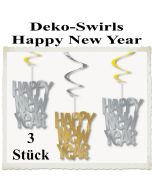 Deko-Swirls Happy New Year, Silvester Dekoration, Partydeko, Silvesterdeko