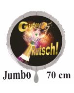 Silvester Luftballon aus Folie mit Helium: Überschäumender Champagner mit Feuerwerk und Glückssymbol