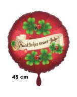 Silvester Luftballon: Glückliches Neues Jahr! Satin de Luxe, rot, 45 cm