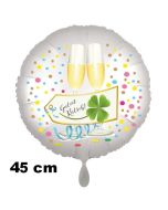Silvester Luftballon: Guten Rutsch! Satin de Luxe, weiß, 45 cm