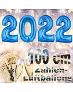 Zahlendekoration Silvester 2022, silber, 1m große Zahlen, Luftballons aus Folie