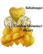 Ballon-Bouquet Golden Shimmer Heart mit 11 Luftballons