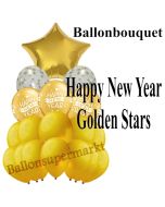 Silvester-Ballon-Bouquet Happy New Year Golden Stars mit 18 Luftballons