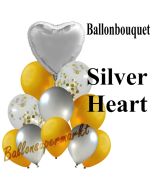 Ballon-Bouquet Silver Heart mit 11 Luftballons