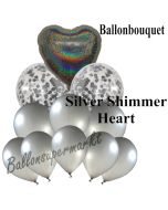 Ballon-Bouquet Silver Shimmer Heart mit 11 Luftballons